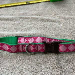 Pink Argyle dog collar 1” x 16-26.  Adorable